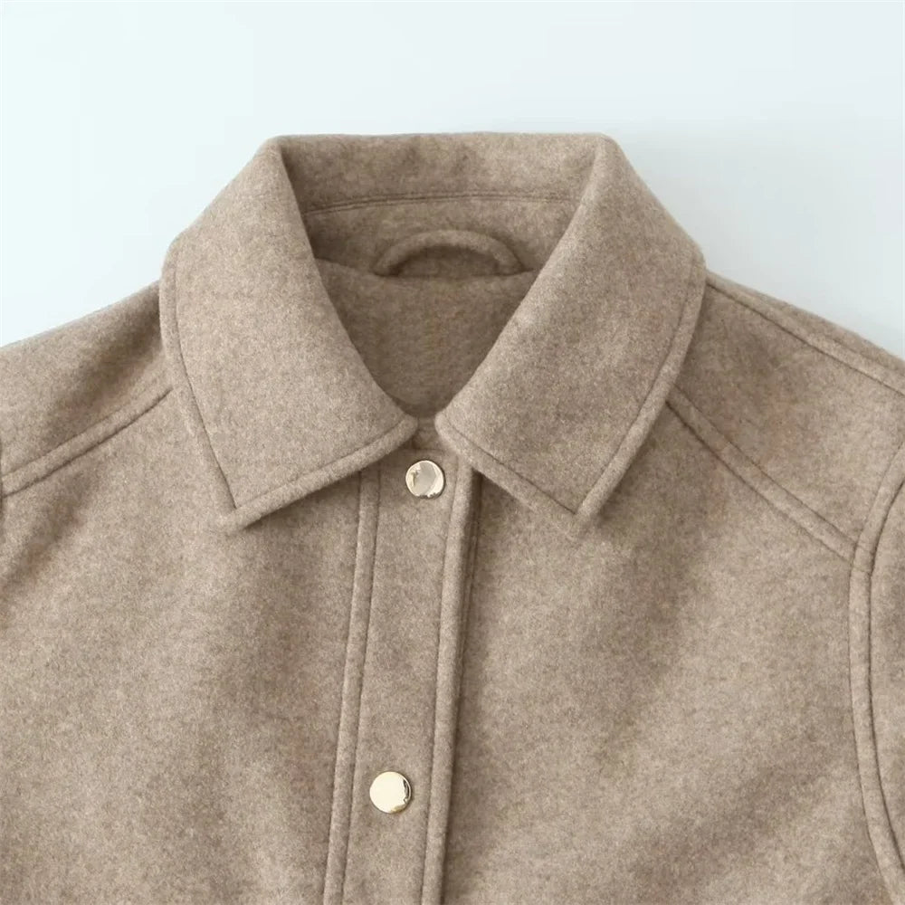 Autumn Jacket | Button-Up | Pockets | Woolen Jacket | Women's Jackets -Fashion Nora