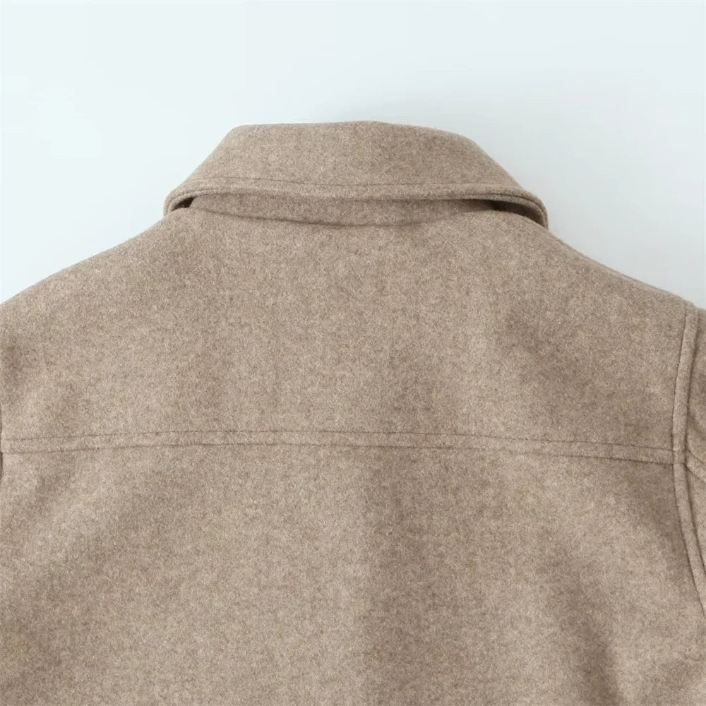 Autumn Jacket | Button-Up | Pockets | Woolen Jacket | Women's Jackets -Fashion Nora