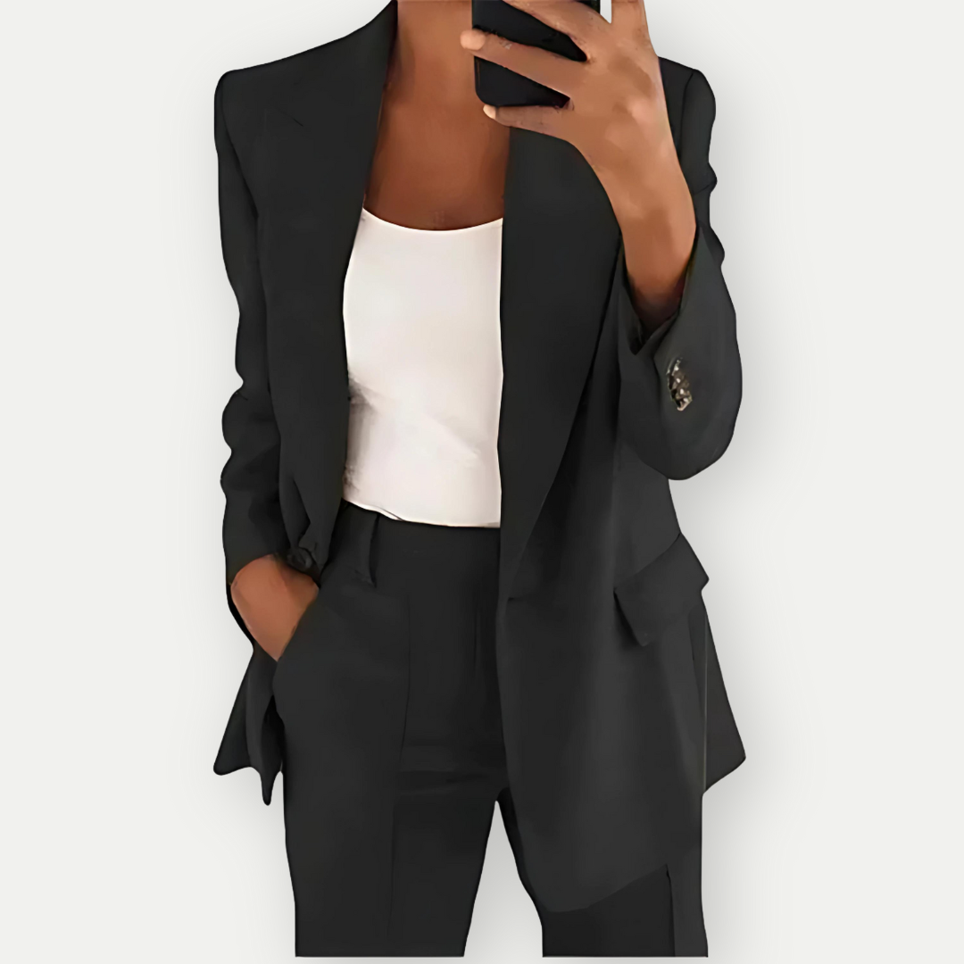 Blazer Set | High Waisted | Single Breasted | Women's Suit | Office Clothes-Fashion Nora