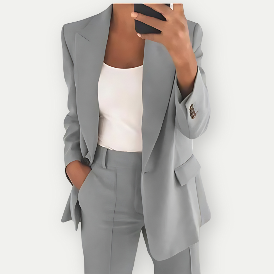 Blazer Set | High Waisted | Single Breasted | Women's Suit | Office Clothes-Fashion Nora