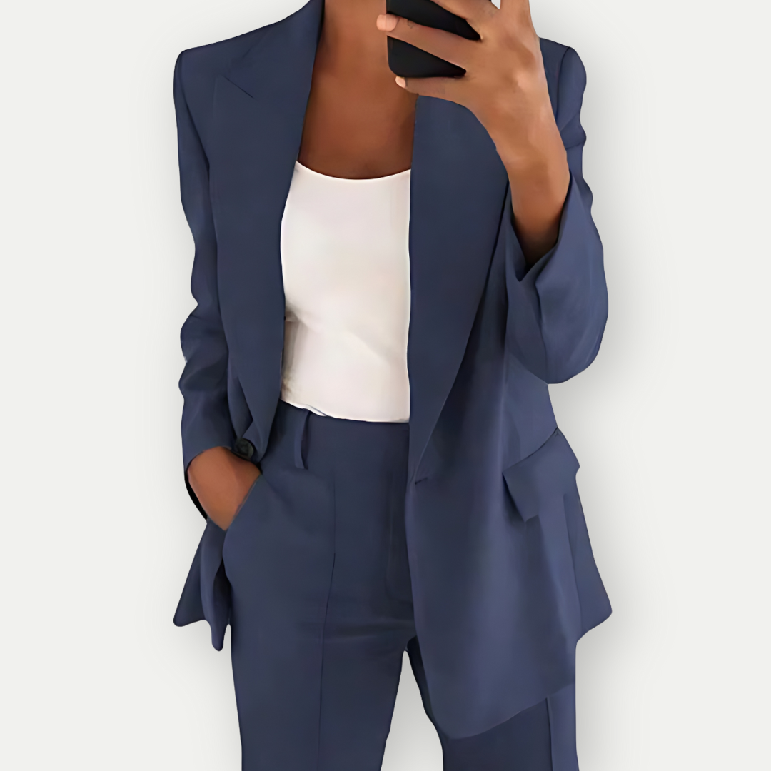 Blazer Set | High Waisted | Single Breasted | Women's Suit | Office Clothes-Fashion Nora