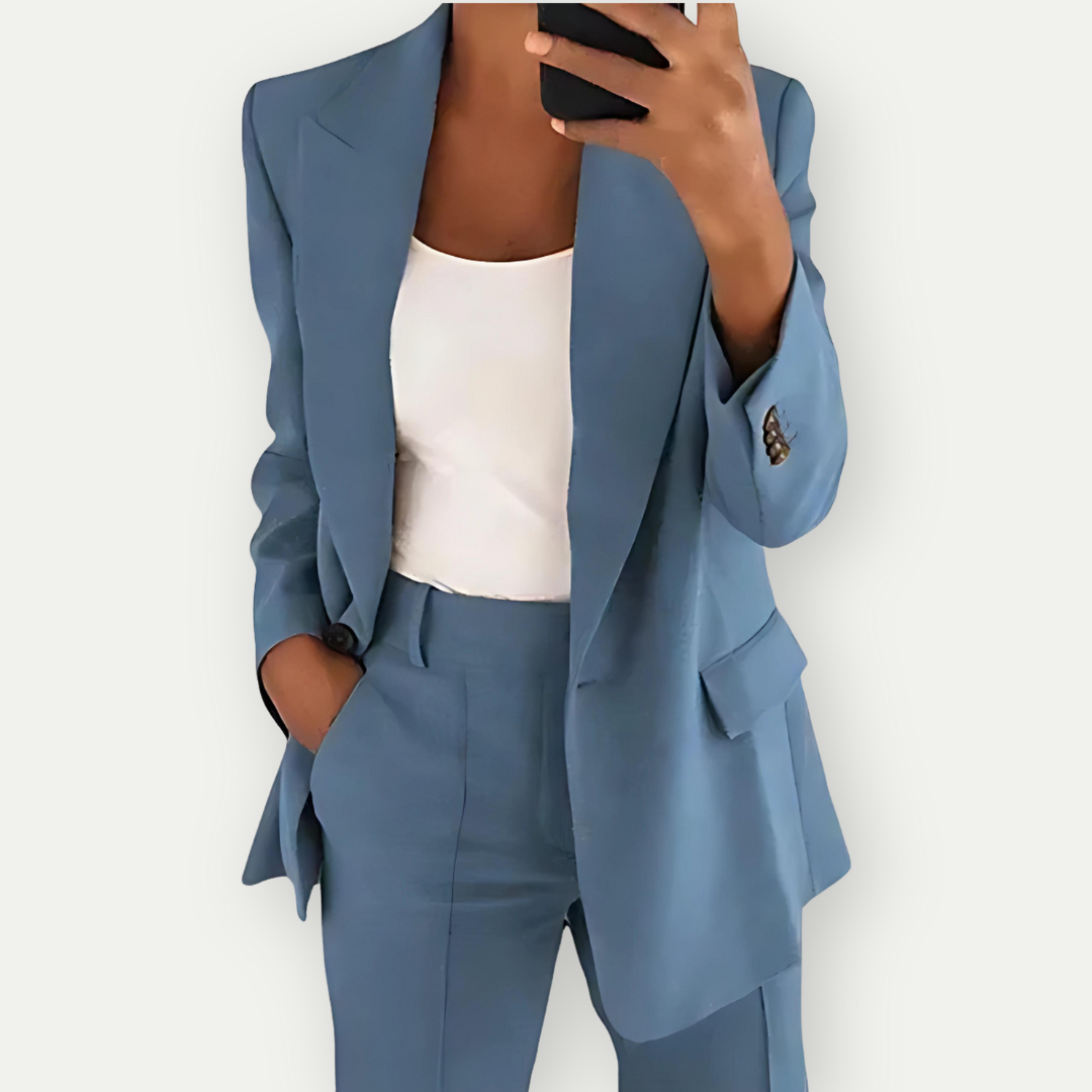 Blazer Set | High Waisted | Single Breasted | Women's Suit | Office Clothes-Fashion Nora