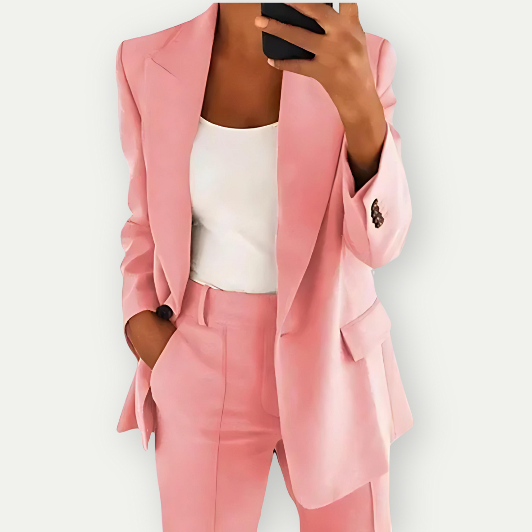Blazer Set | High Waisted | Single Breasted | Women's Suit | Office Clothes-Fashion Nora