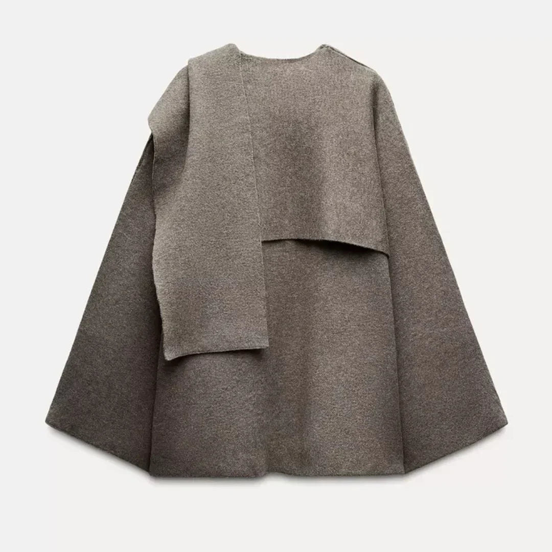 Cape Coat - Loose Fit - Woolen - Scarf Jacket - Women's Jacket-Fashion Nora