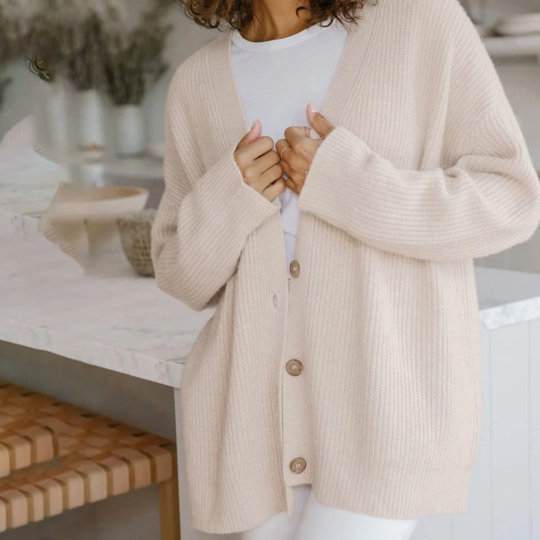 Cashmere Cardigan - Women's Oversized V-Neck Knitted Cardigan-Fashion Nora