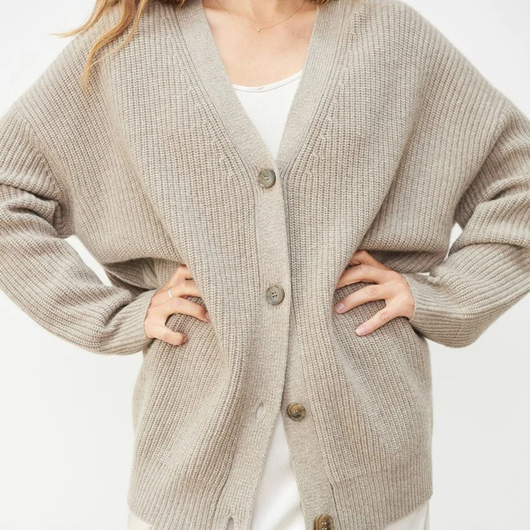Cashmere Cardigan - Women's Oversized V-Neck Knitted Cardigan-Fashion Nora