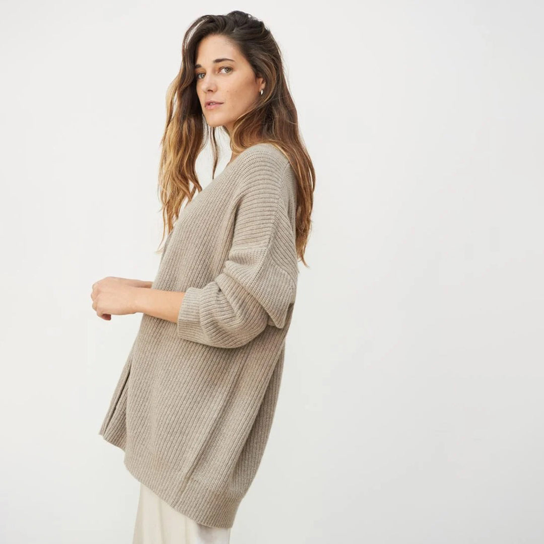 Cashmere Cardigan - Women's Oversized V-Neck Knitted Cardigan-Fashion Nora