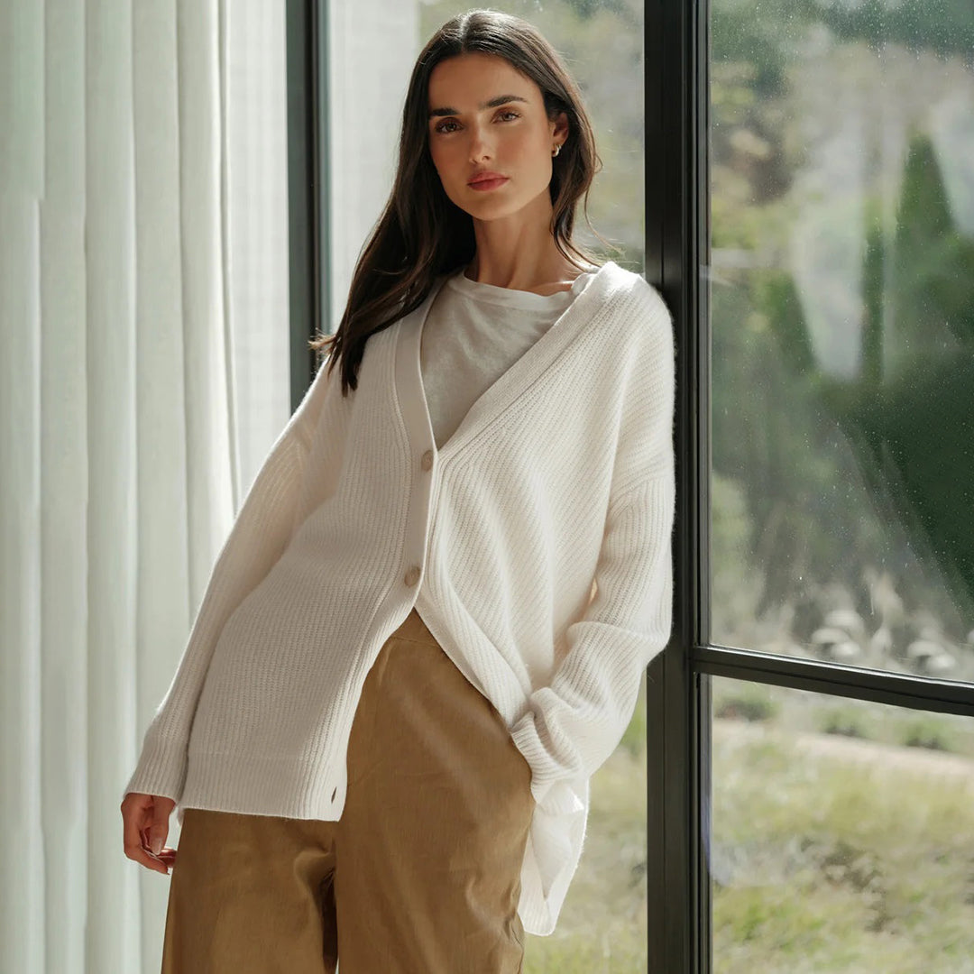 Cashmere Cardigan - Women's Oversized V-Neck Knitted Cardigan-Fashion Nora