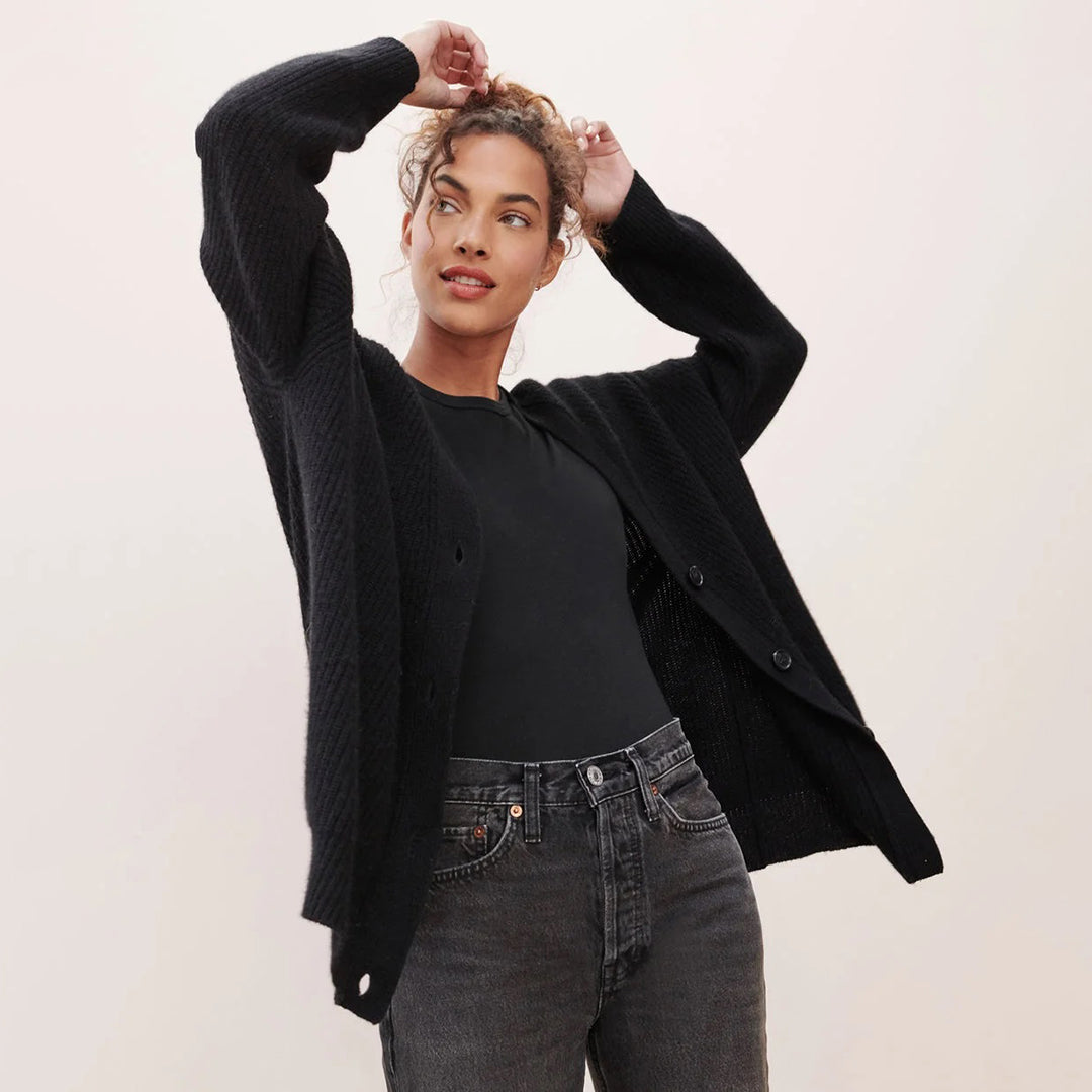 Cashmere Cardigan - Women's Oversized V-Neck Knitted Cardigan-Fashion Nora