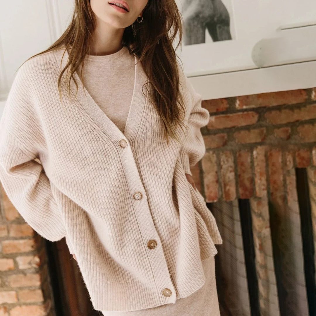 Cashmere Cardigan - Women's Oversized V-Neck Knitted Cardigan-Fashion Nora