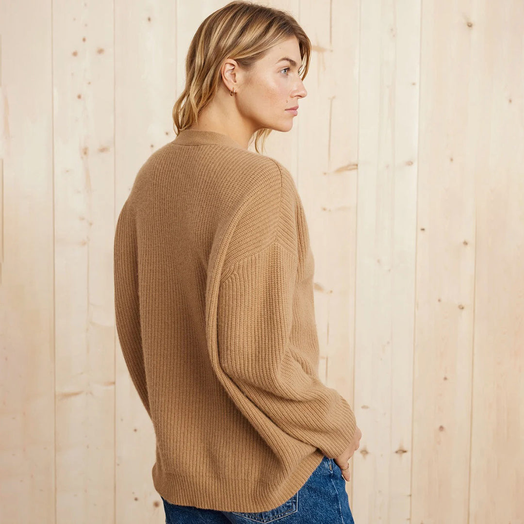 Cashmere Cardigan - Women's Oversized V-Neck Knitted Cardigan-Fashion Nora
