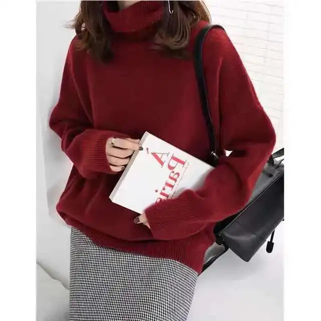 Cashmere Jumper - Knitted - Roll Neck - Turtleneck Jumper - Women's Knitwear-Fashion Nora