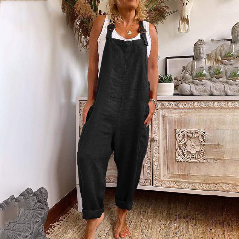 Casual Jumpsuit - Loose Fit - Sleeveless - Baggy Jumpsuit - Overalls for Women-Fashion Nora