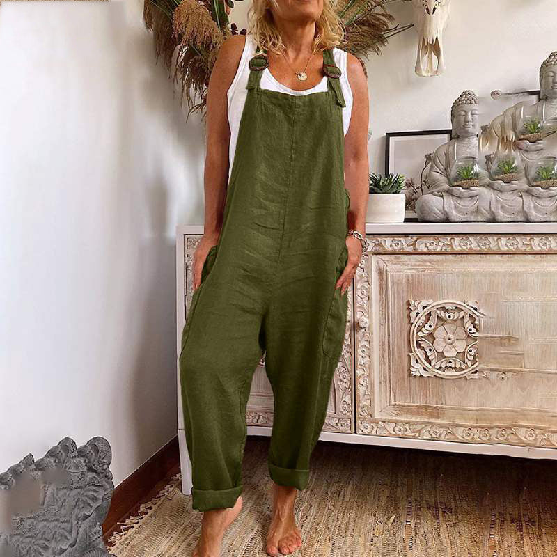 Casual Jumpsuit - Loose Fit - Sleeveless - Baggy Jumpsuit - Overalls for Women-Fashion Nora