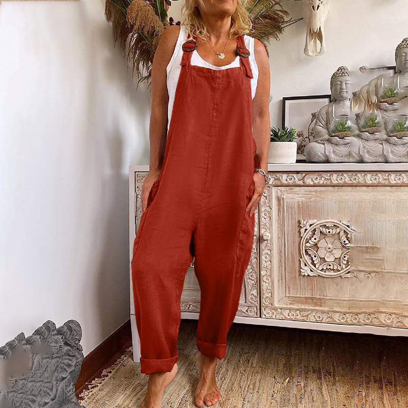 Casual Jumpsuit - Loose Fit - Sleeveless - Baggy Jumpsuit - Overalls for Women-Fashion Nora