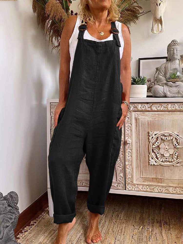 Casual Jumpsuit - Loose Fit - Sleeveless - Baggy Jumpsuit - Overalls for Women-Fashion Nora
