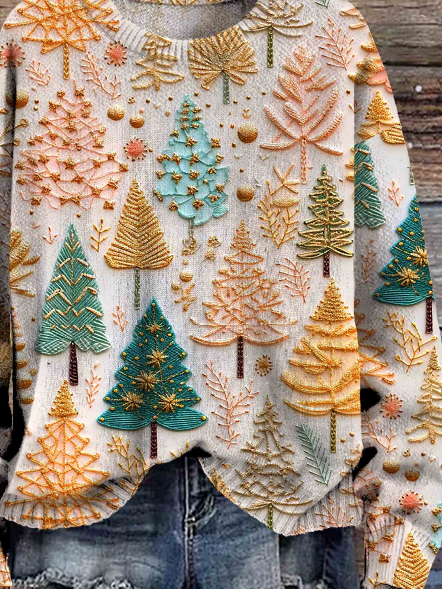 Christmas Jumper - Women's Loose Fit Knitted Christmas Tree Sweater-Fashion Nora