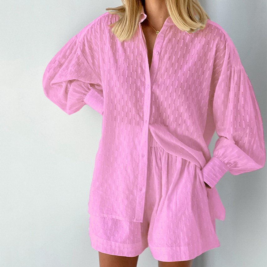 Co-Ord Set - Button-Up - Shorts - Summer Clothes - Women's Two-Piece Set-Fashion Nora