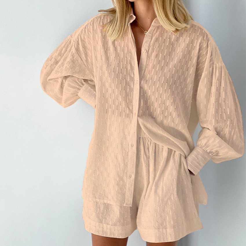 Co-Ord Set - Button-Up - Shorts - Summer Clothes - Women's Two-Piece Set-Fashion Nora