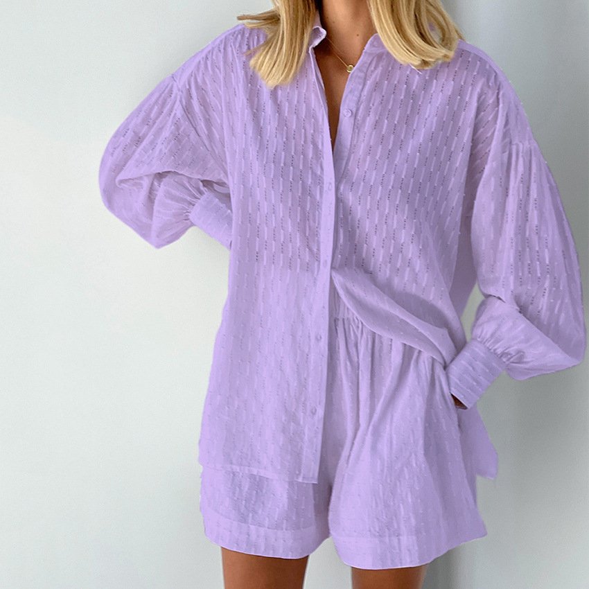 Co-Ord Set - Button-Up - Shorts - Summer Clothes - Women's Two-Piece Set-Fashion Nora