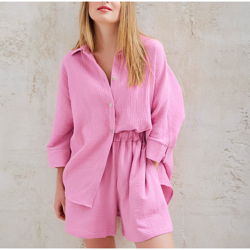 Co-Ord Set | Linen | Long Sleeve | Two-Piece Set | Women's Summer Clothes-Fashion Nora