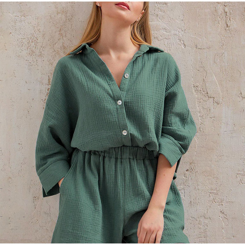 Co-Ord Set | Linen | Long Sleeve | Two-Piece Set | Women's Summer Clothes-Fashion Nora
