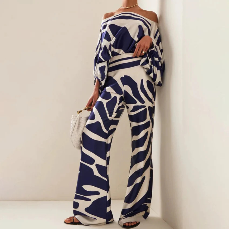 Co-Ord Set | Off-Shoulder | Flared Pants | Two-Piece Set | Women's Clothing-Fashion Nora