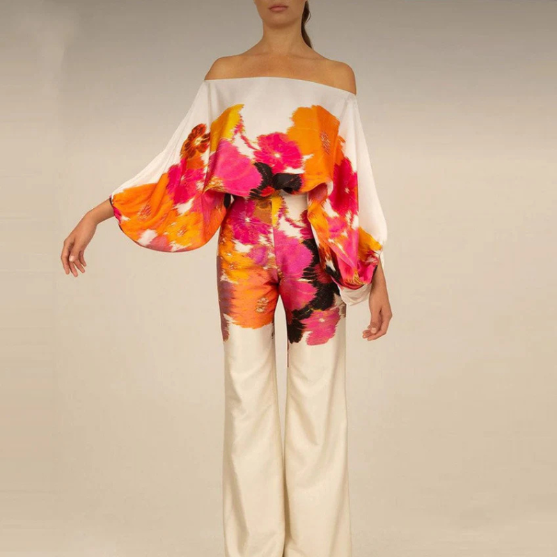 Co-Ord Set | Off-Shoulder | Flared Pants | Two-Piece Set | Women's Clothing-Fashion Nora