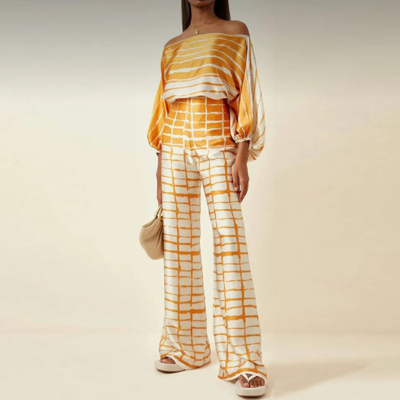 Co-Ord Set | Off-Shoulder | Flared Pants | Two-Piece Set | Women's Clothing-Fashion Nora