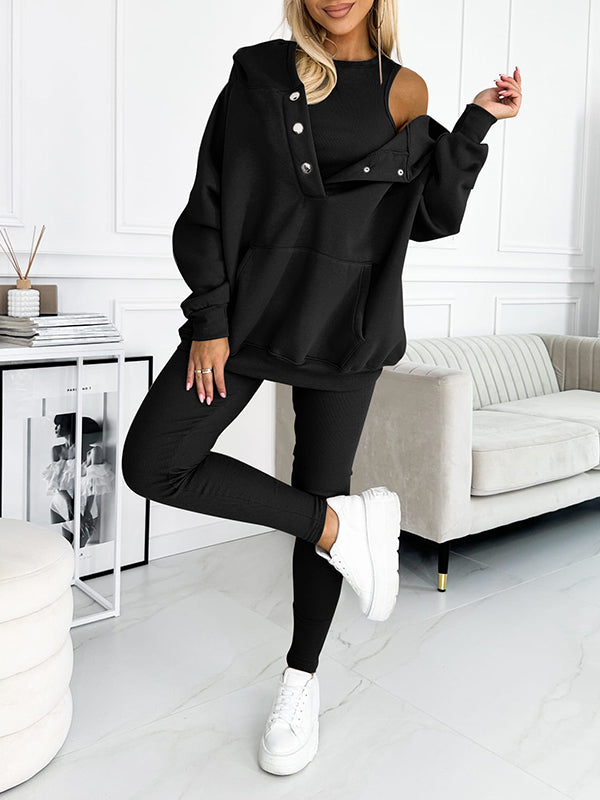 Co-Ord Set - Oversized Hoodie - Tracksuit - Hoodie and Leggings Set - Women's Clothing-Fashion Nora