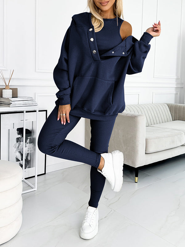 Co-Ord Set - Oversized Hoodie - Tracksuit - Hoodie and Leggings Set - Women's Clothing-Fashion Nora