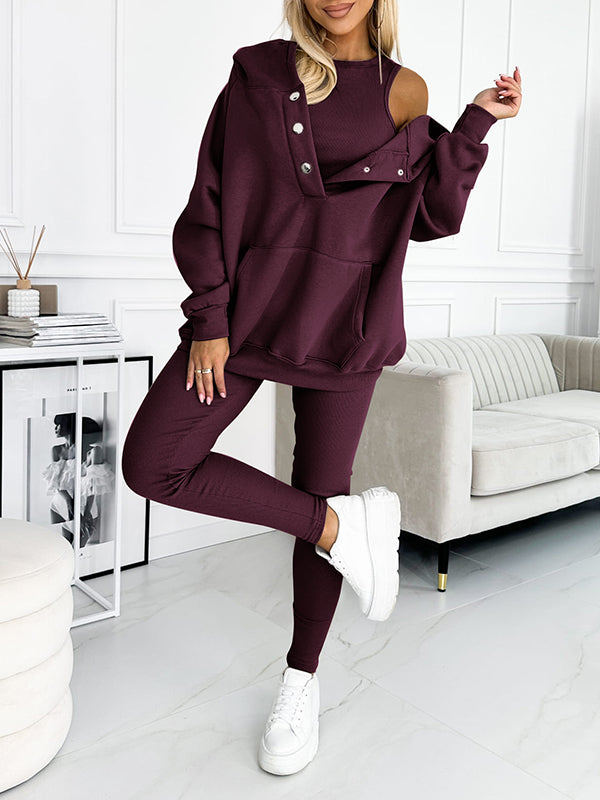 Co-Ord Set - Oversized Hoodie - Tracksuit - Hoodie and Leggings Set - Women's Clothing-Fashion Nora