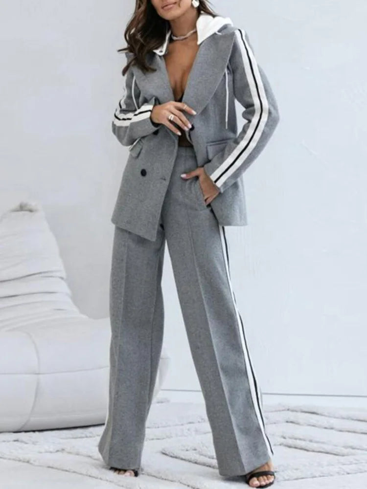 Co-Ord Set - Two-Piece - Wide Leg - Blazer Set - Women's Clothing-Fashion Nora
