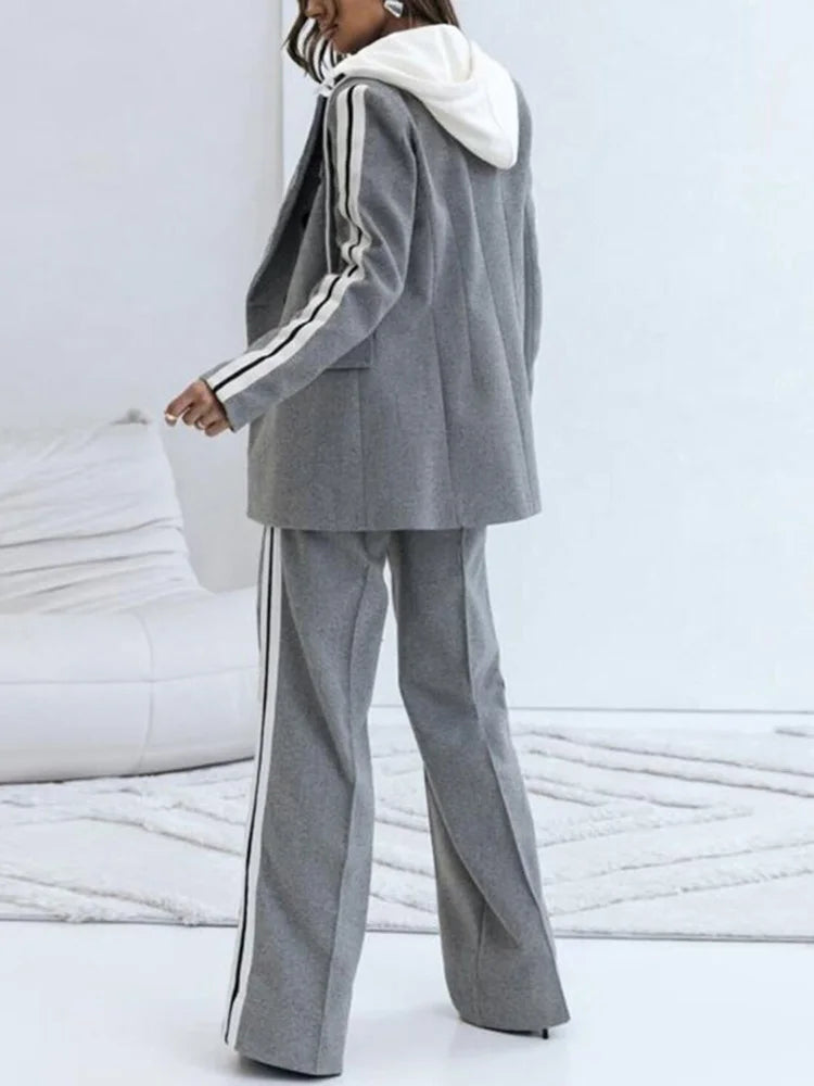 Co-Ord Set - Two-Piece - Wide Leg - Blazer Set - Women's Clothing-Fashion Nora