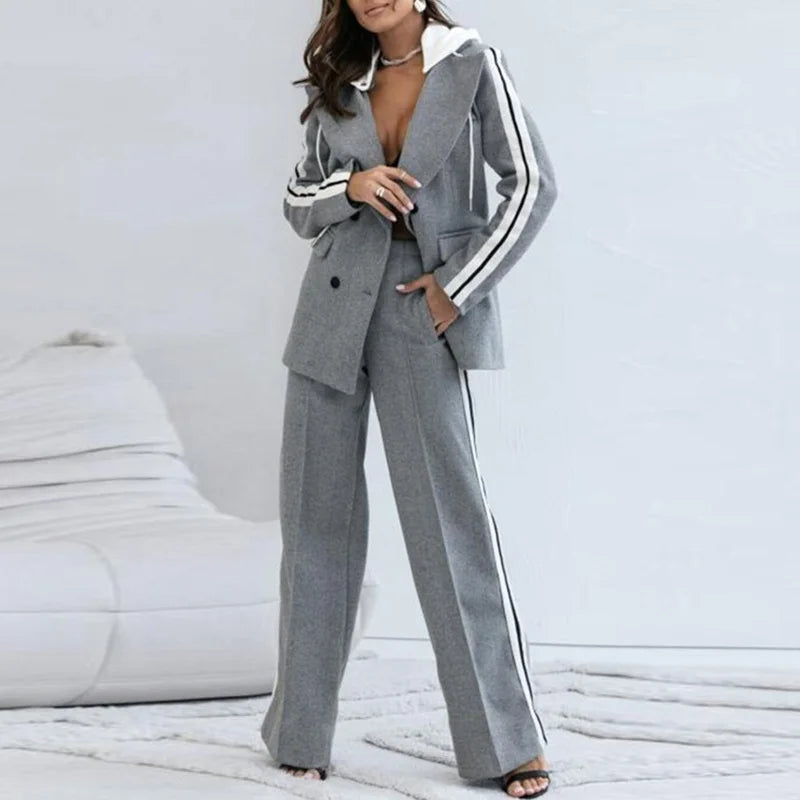 Co-Ord Set - Two-Piece - Wide Leg - Blazer Set - Women's Clothing-Fashion Nora