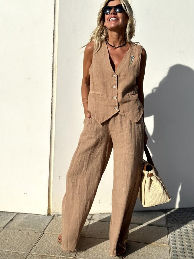 Co-ord Set | Wide Leg | Sleeveless | Vest and Pants Set | Women's Two-Piece Set-Fashion Nora