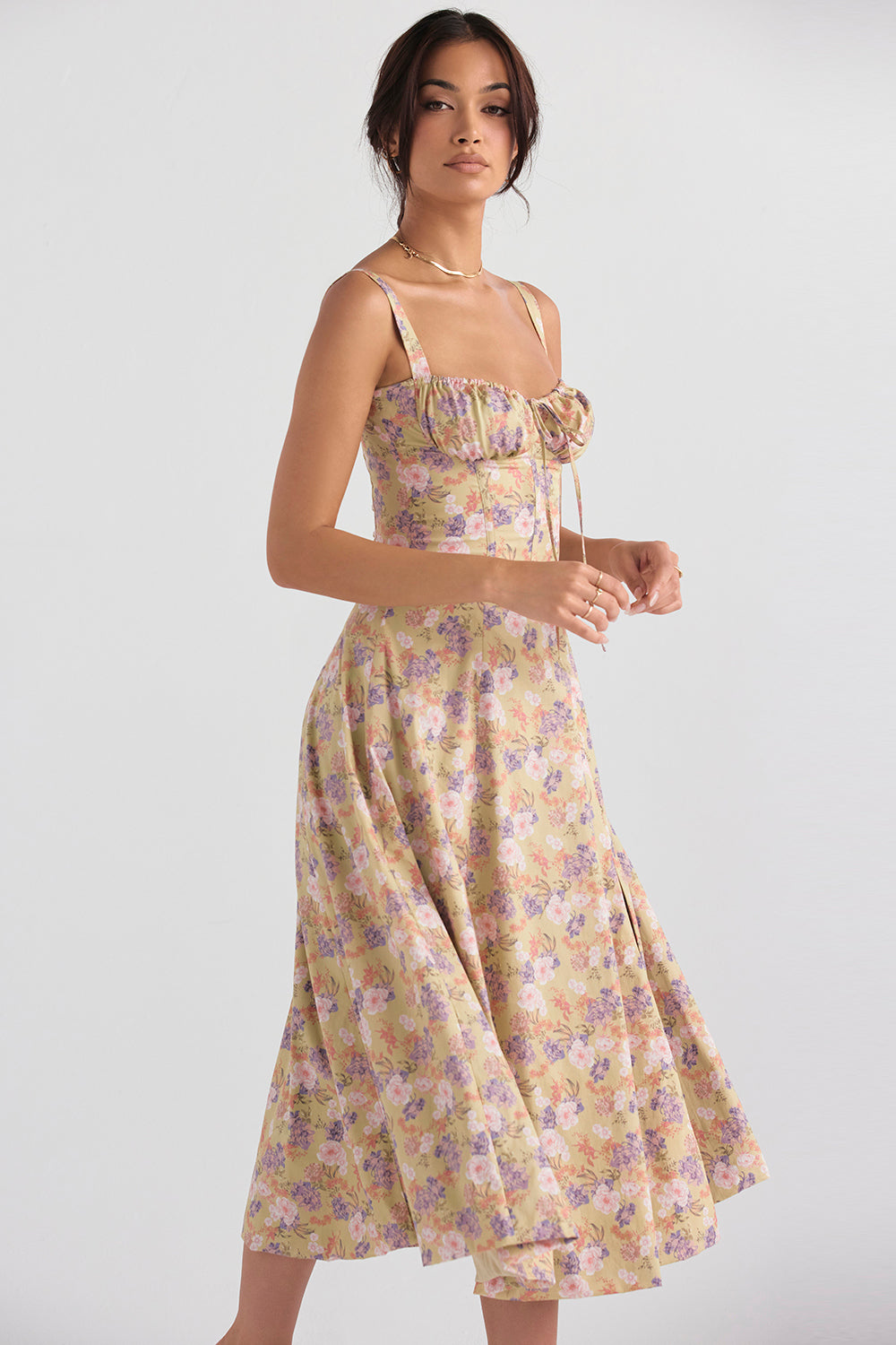 Corset Dress - Sleeveless - Slit - Midi Dress - Summer Dress-Fashion Nora
