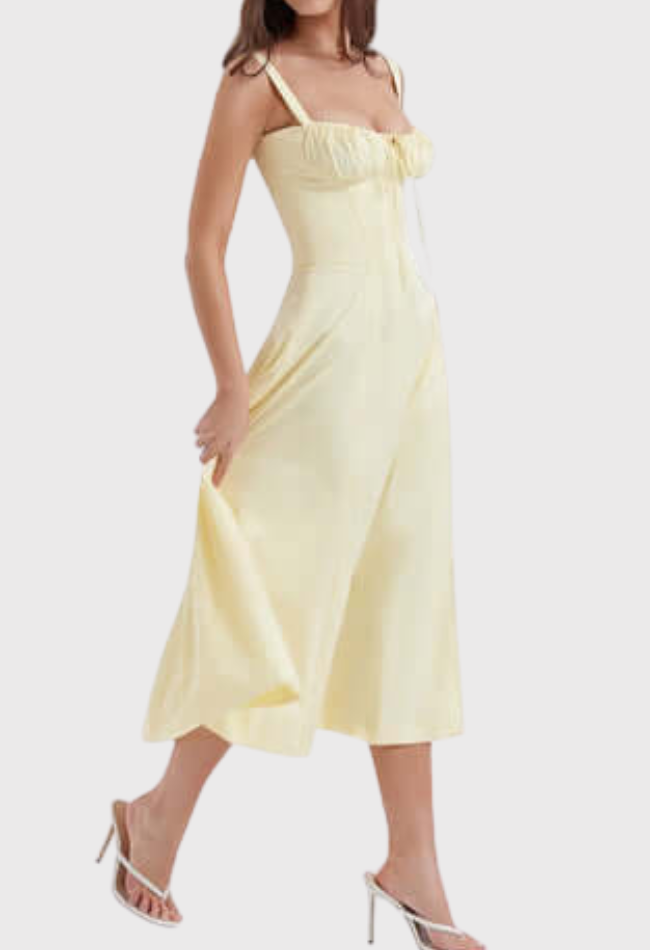 Corset Dress - Sleeveless - Slit - Midi Dress - Summer Dress-Fashion Nora