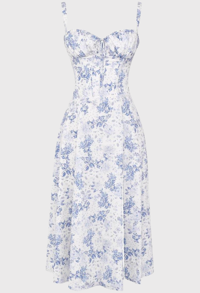 Corset Dress - Sleeveless - Slit - Midi Dress - Summer Dress-Fashion Nora