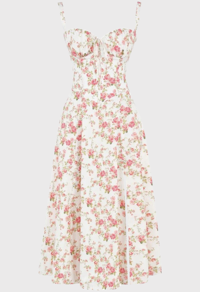 Corset Dress - Sleeveless - Slit - Midi Dress - Summer Dress-Fashion Nora