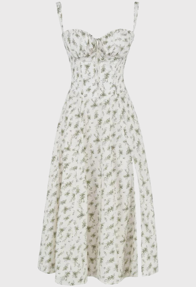 Corset Dress - Sleeveless - Slit - Midi Dress - Summer Dress-Fashion Nora