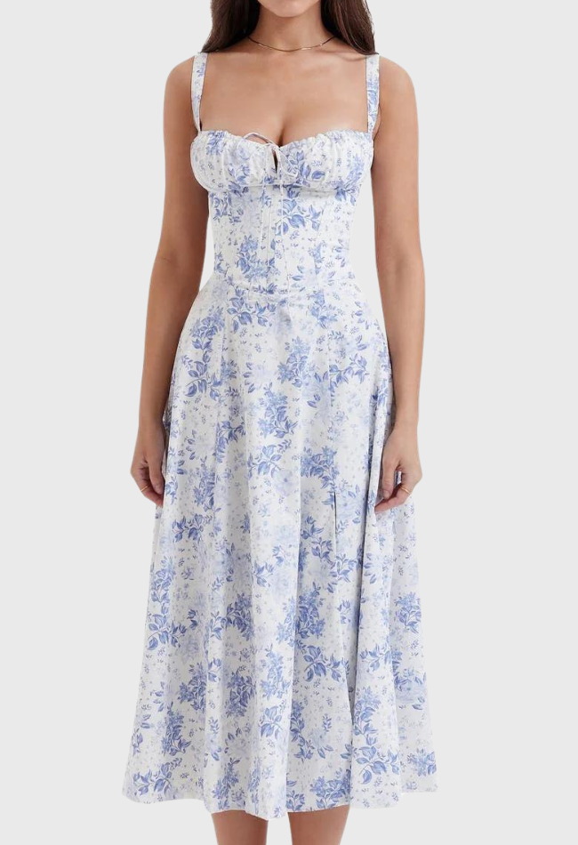 Corset Dress - Sleeveless - Slit - Midi Dress - Summer Dress-Fashion Nora