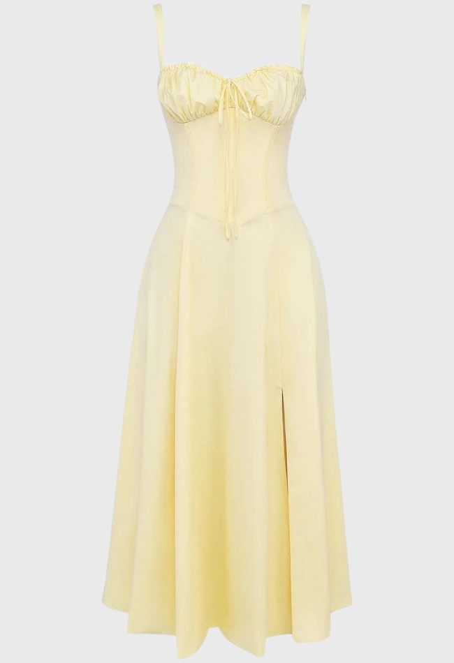 Corset Dress - Sleeveless - Slit - Midi Dress - Summer Dress-Fashion Nora