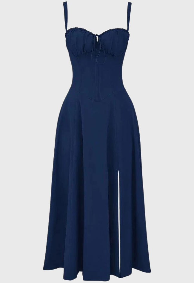 Corset Dress - Sleeveless - Slit - Midi Dress - Summer Dress-Fashion Nora