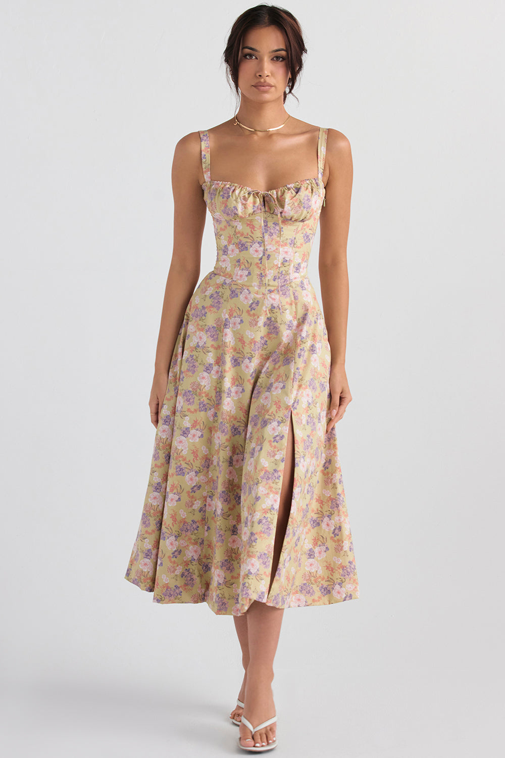 Corset Dress - Sleeveless - Slit - Midi Dress - Summer Dress-Fashion Nora