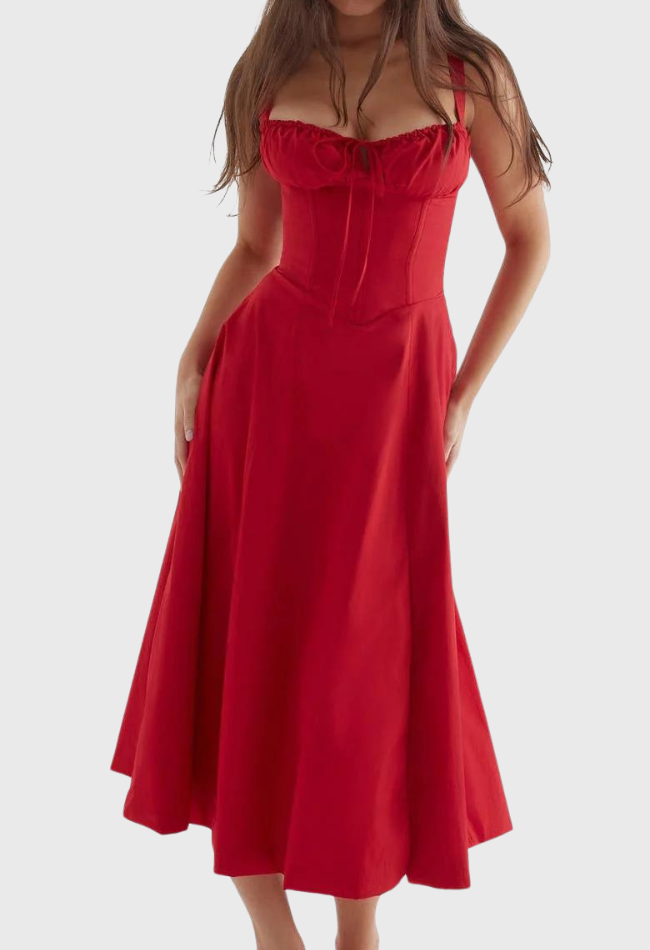 Corset Dress - Sleeveless - Slit - Midi Dress - Summer Dress-Fashion Nora