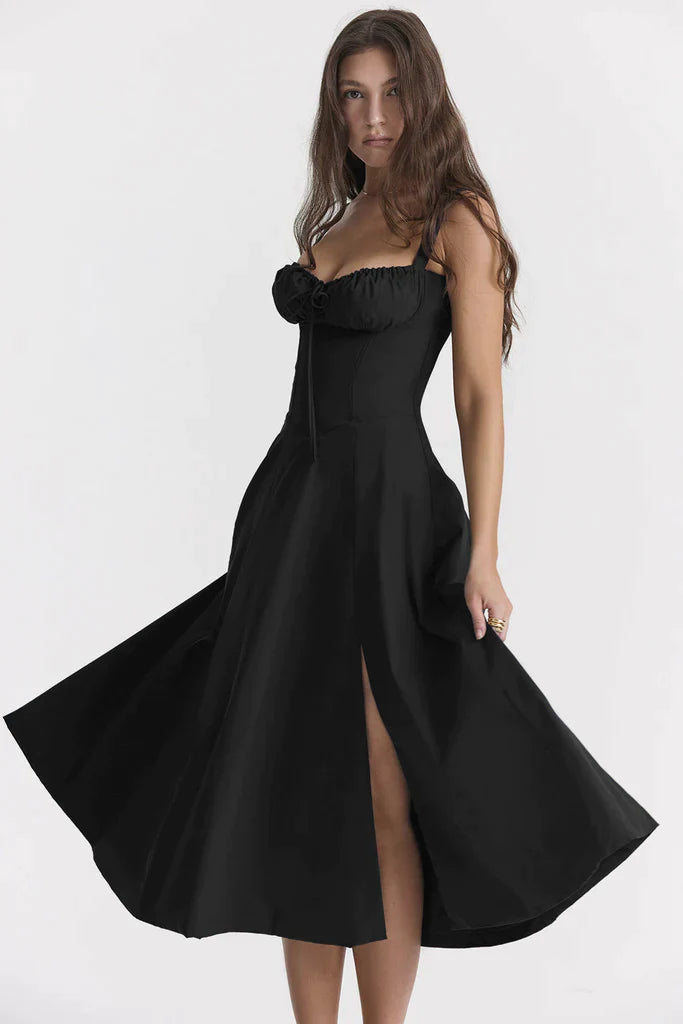 Corset Dress - Sleeveless - Slit - Midi Dress - Summer Dress-Fashion Nora