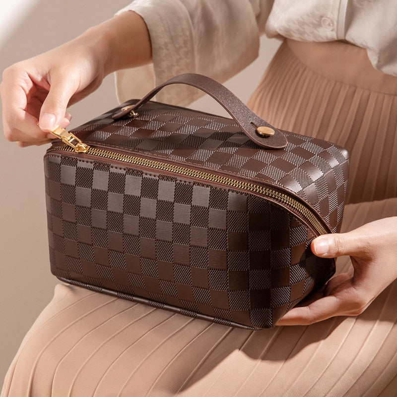 Cosmetic Bag - Travel - Checkered - Makeup Bag - Vanity Bag makeup-Fashion Nora