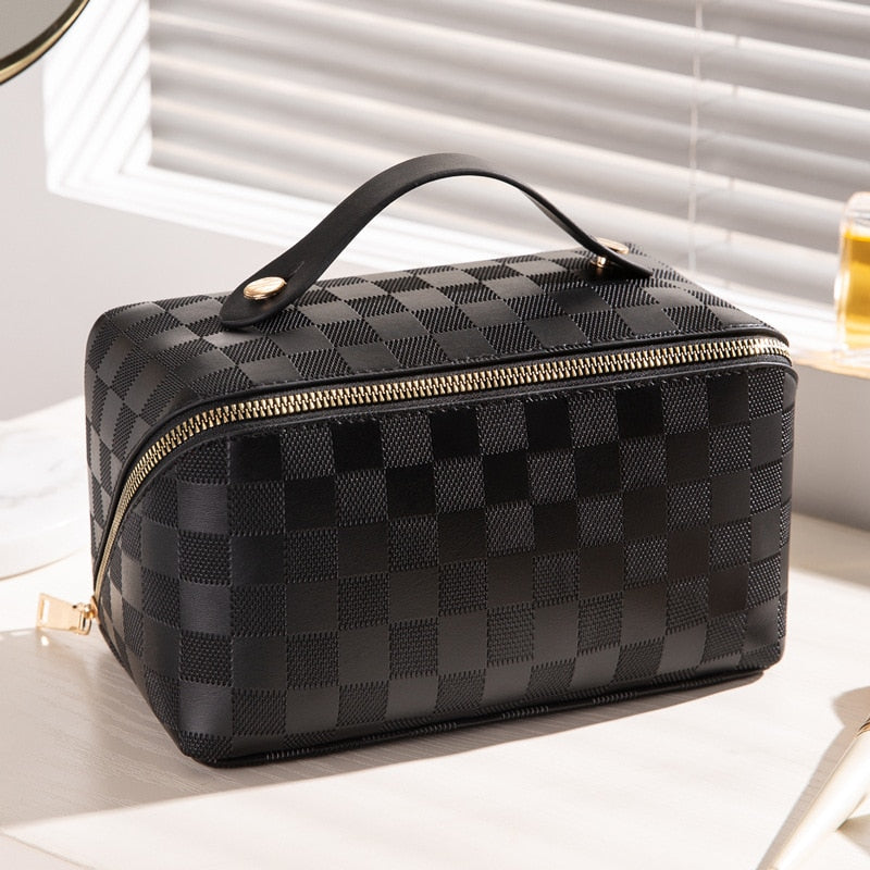 Cosmetic Bag - Travel - Checkered - Makeup Bag - Vanity Bag makeup-Fashion Nora