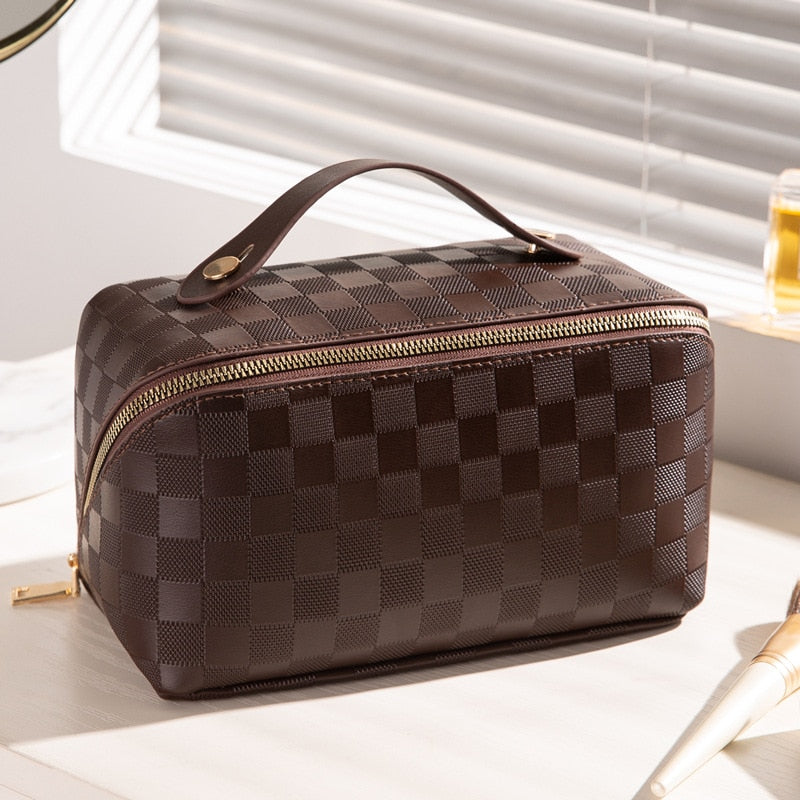 Cosmetic Bag - Travel - Checkered - Makeup Bag - Vanity Bag makeup-Fashion Nora